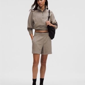 Lululemon waffle short and quarter zip set ash grey size large